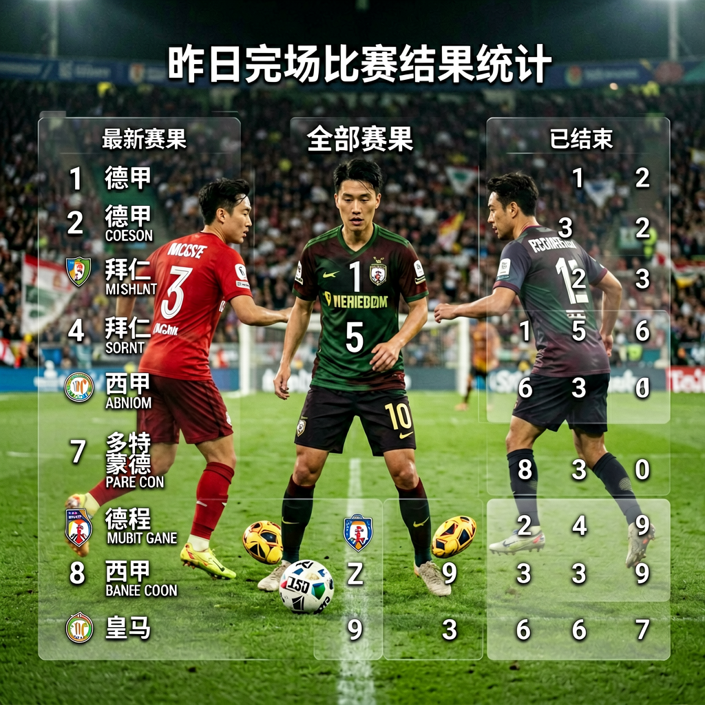 昨日完场比赛结果统计